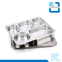 28.2*22cm High Quality 304 Stainless Steel School Lunch Plate Food Tray Plate